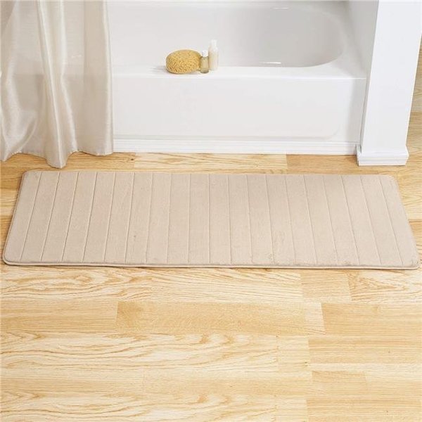 Bedford Home Bedford Home 67A-77323 Memory Foam Striped Extra Long Bath Mat; 24 by 60 in. - Ivory 67A-77323